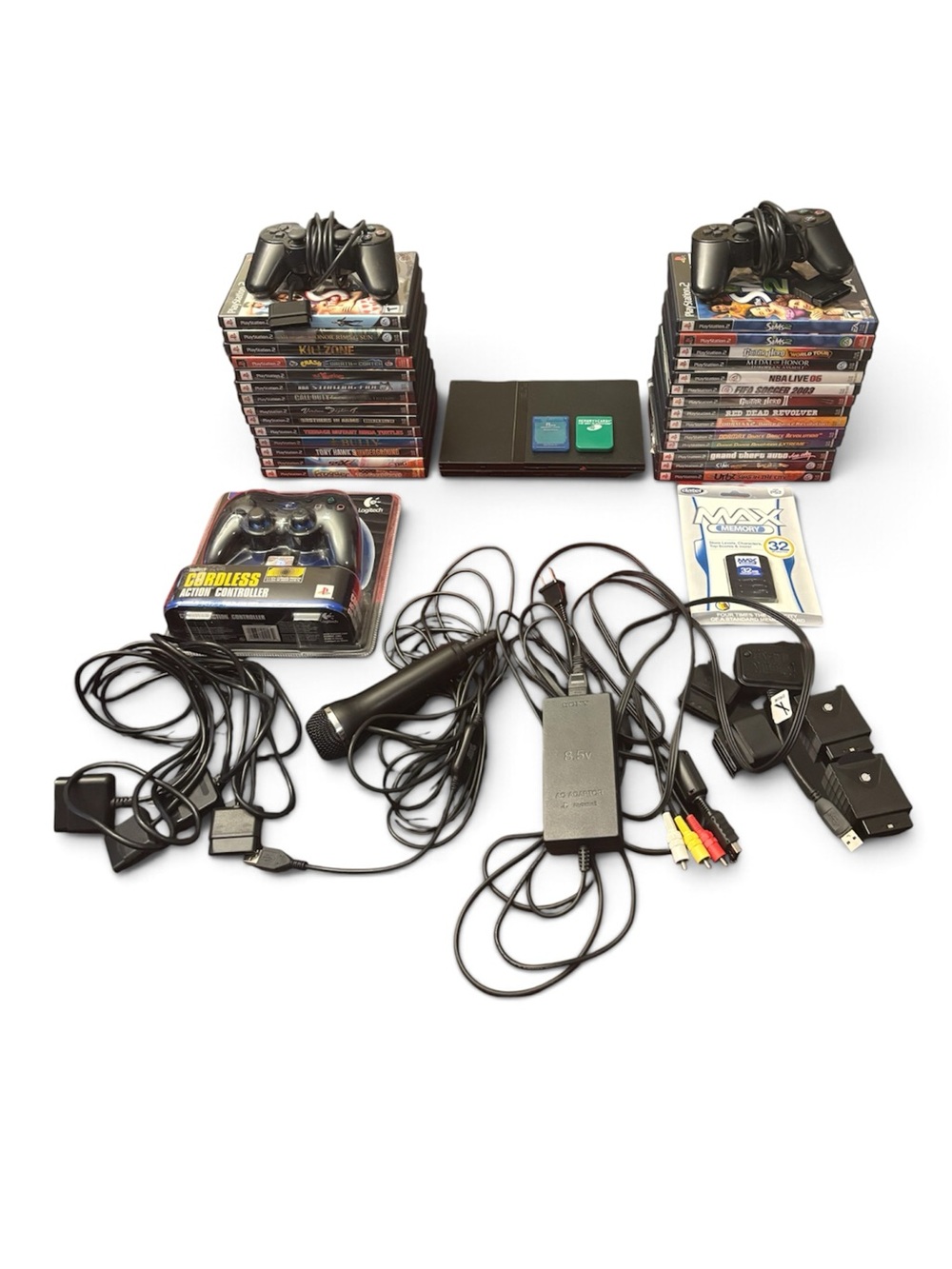 🎮 Sony PlayStation 2 Black Console Accessories and Games Bundle 👾